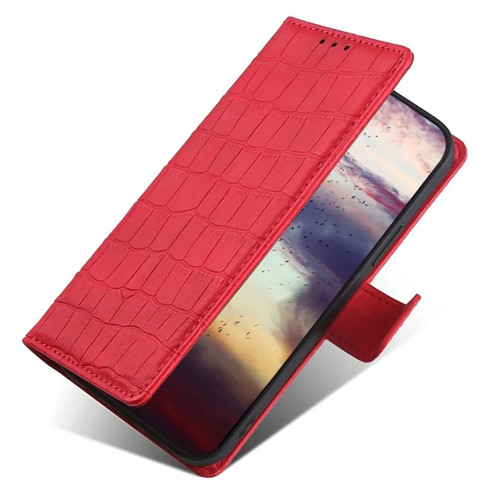 Crocodile textured leather case for Samsung Galaxy A13 4G - Red