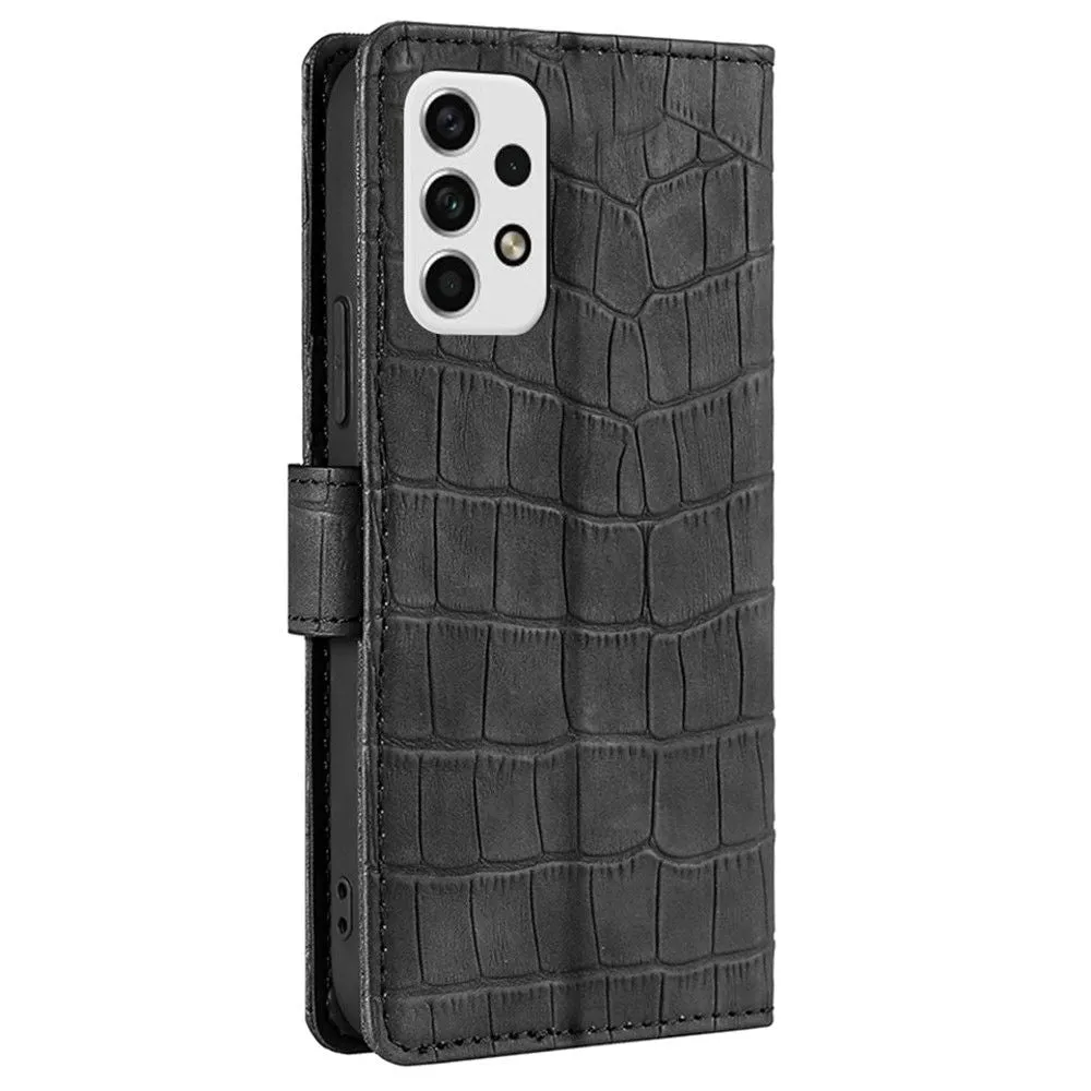 Crocodile textured leather case for Samsung Galaxy A23 - Black