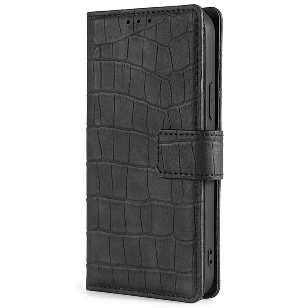 Crocodile textured leather case for Samsung Galaxy A23 - Black