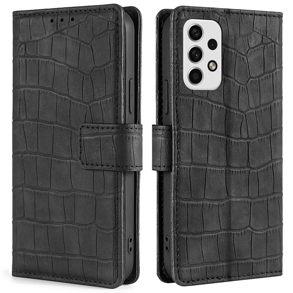 Crocodile textured leather case for Samsung Galaxy A23 - Black