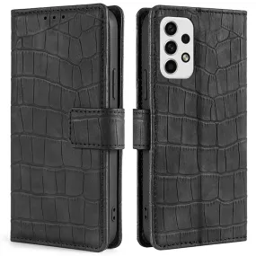 Crocodile textured leather case for Samsung Galaxy A23 - Black