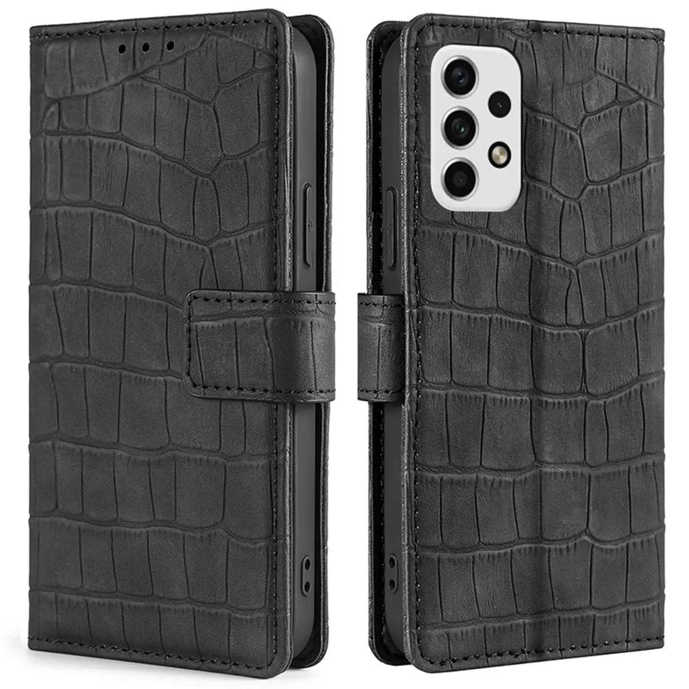 Crocodile textured leather case for Samsung Galaxy A23 - Black