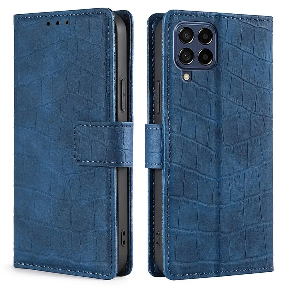 Crocodile textured leather case for Samsung Galaxy M53 5G - Blue