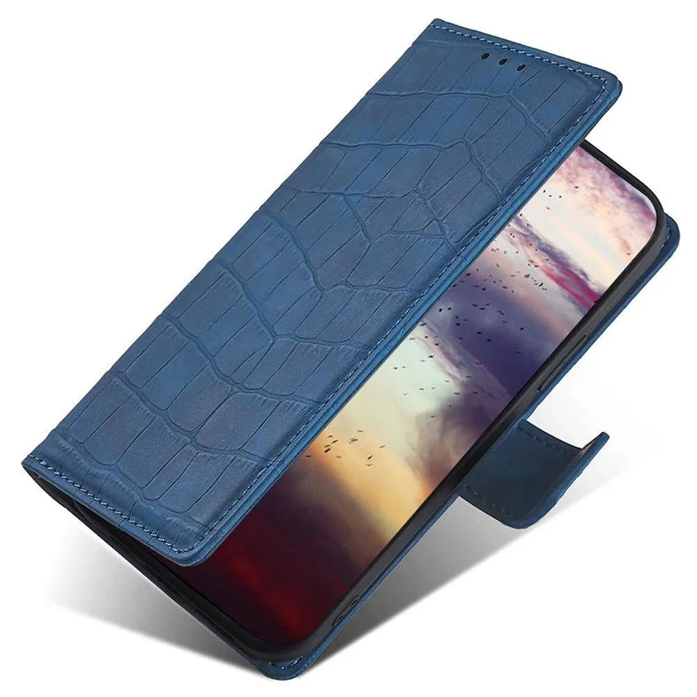 Crocodile textured leather case for Samsung Galaxy M53 5G - Blue