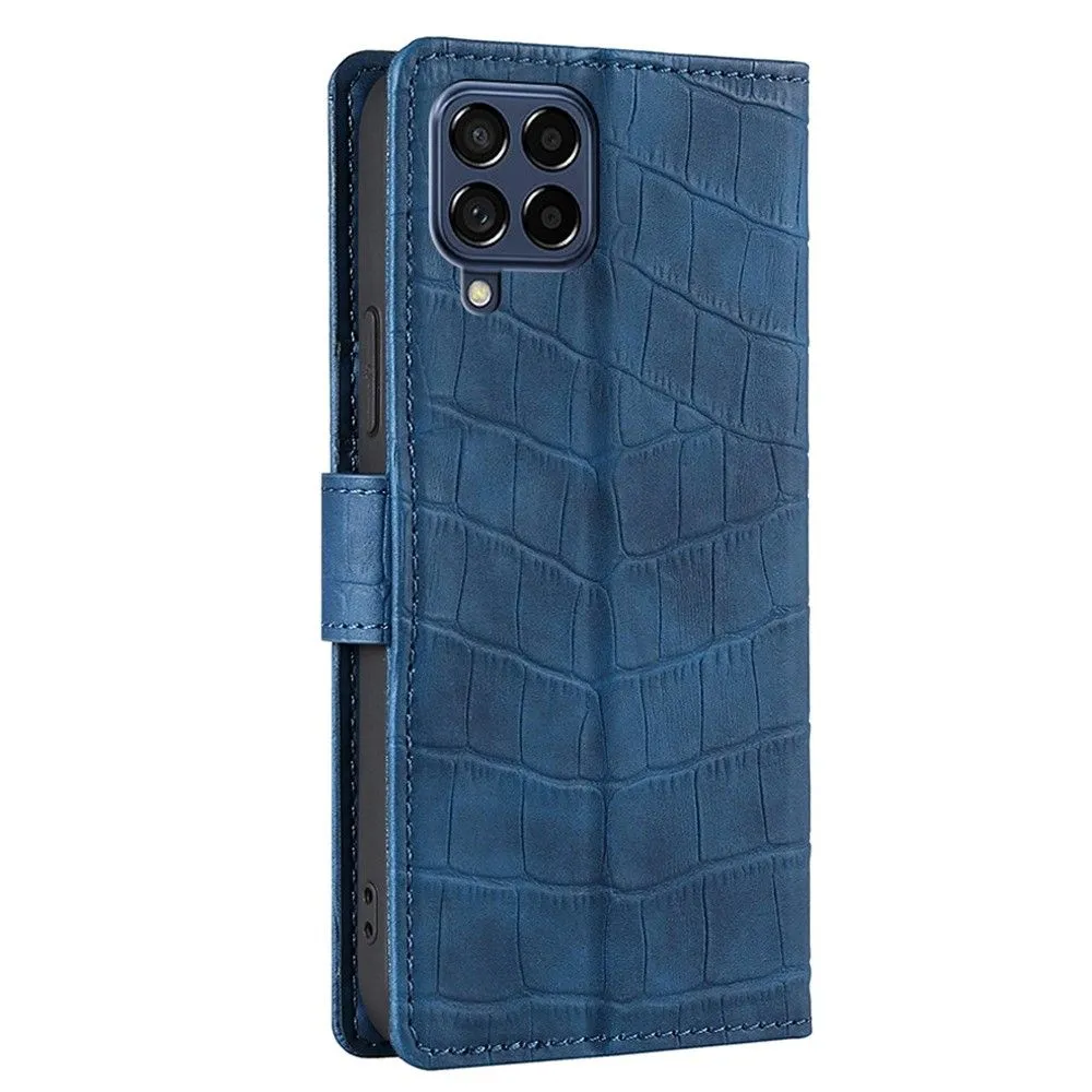 Crocodile textured leather case for Samsung Galaxy M53 5G - Blue