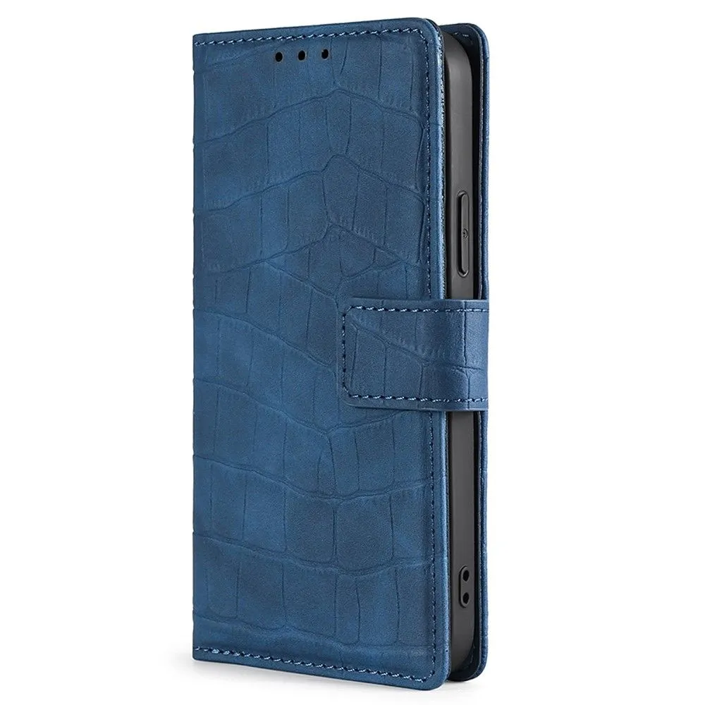 Crocodile textured leather case for Samsung Galaxy M53 5G - Blue