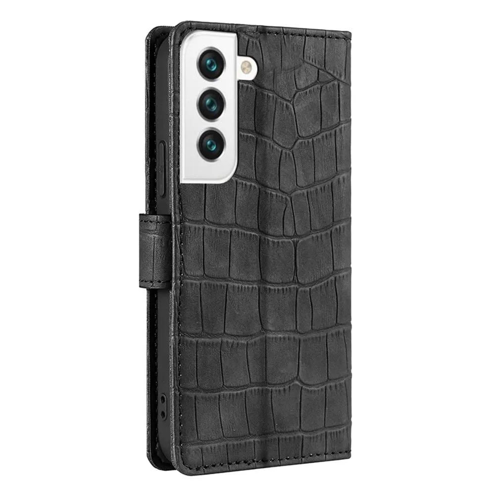 Crocodile textured leather case for Samsung Galaxy S22 Plus - Black