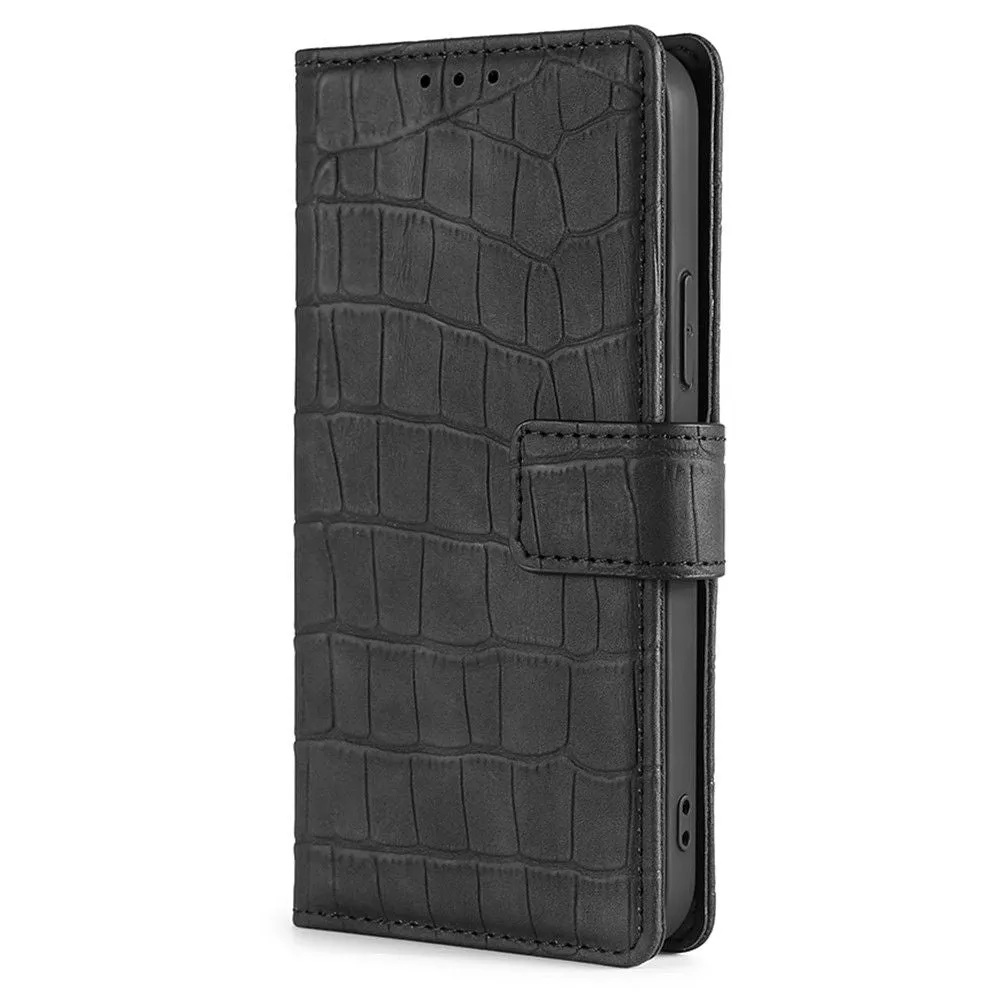 Crocodile textured leather case for Xiaomi 12 Pro - Black