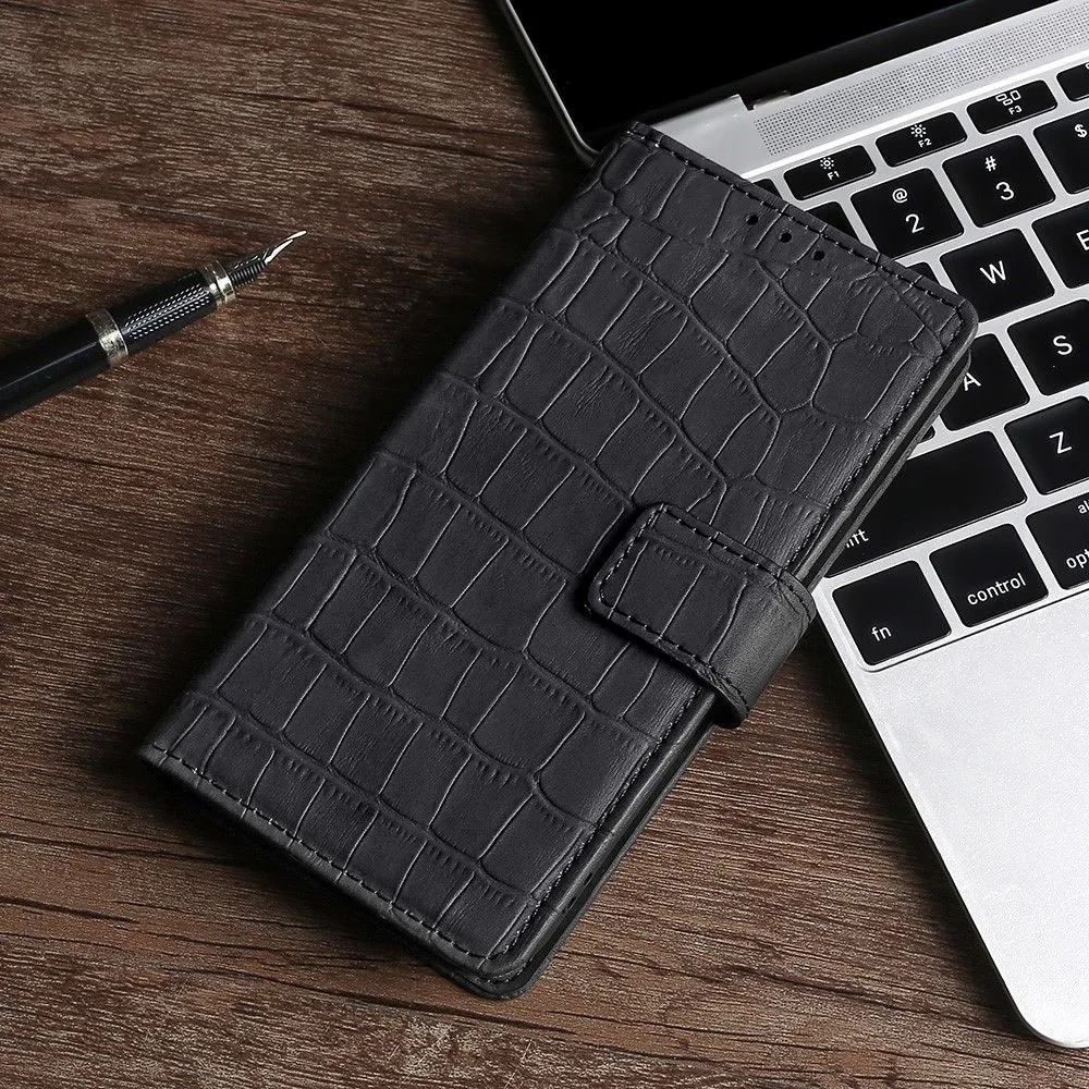 Crocodile textured leather case for Xiaomi 12 Pro - Black