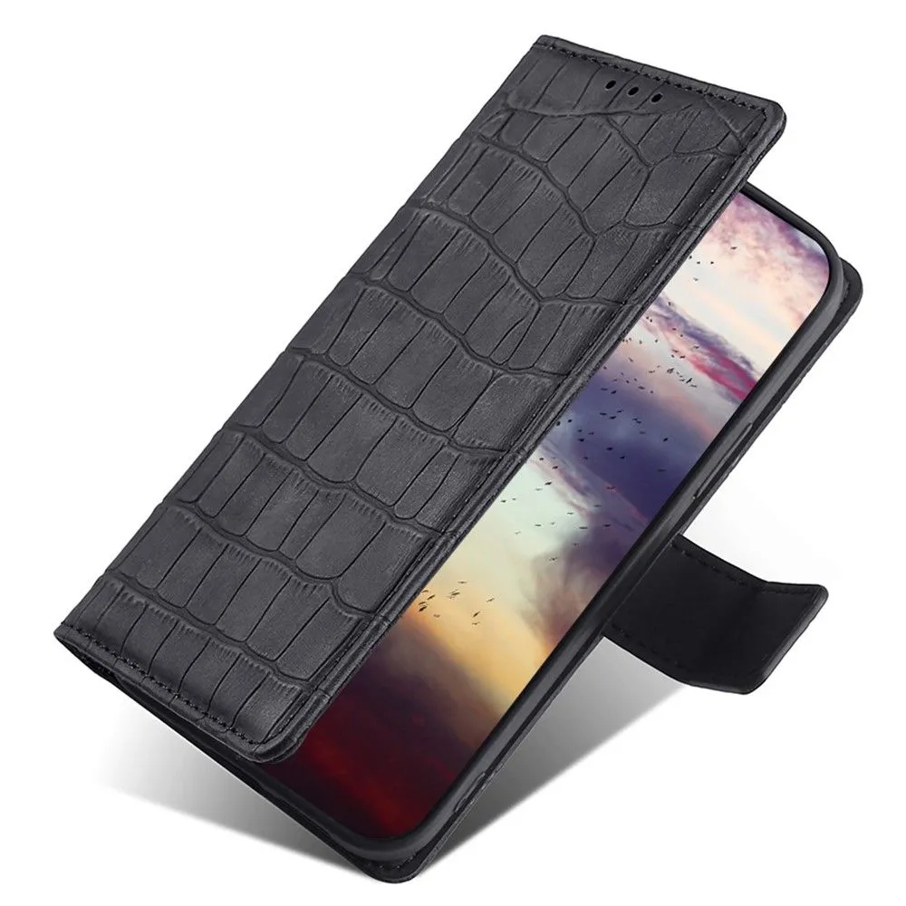 Crocodile textured leather case for Xiaomi 12 Pro - Black