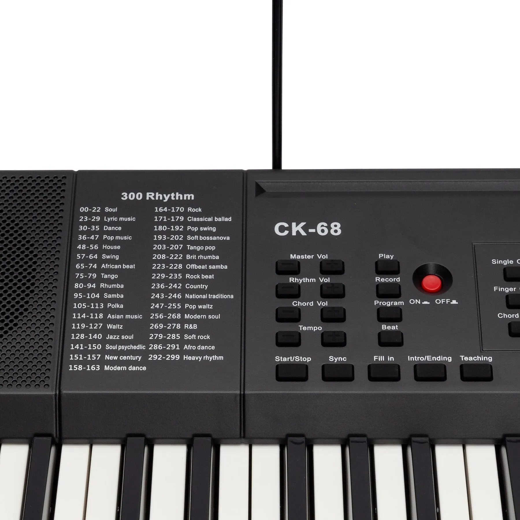 Crown CK-68 Touch Sensitive Multi-Function 61-Key Electronic Portable Keyboard with MIDI (Black)