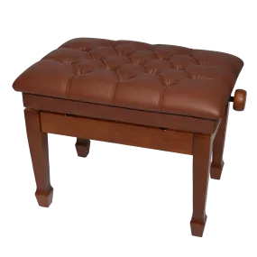 Crown Deluxe Tufted Hydraulic  Height Adjustable Piano Bench (Walnut)