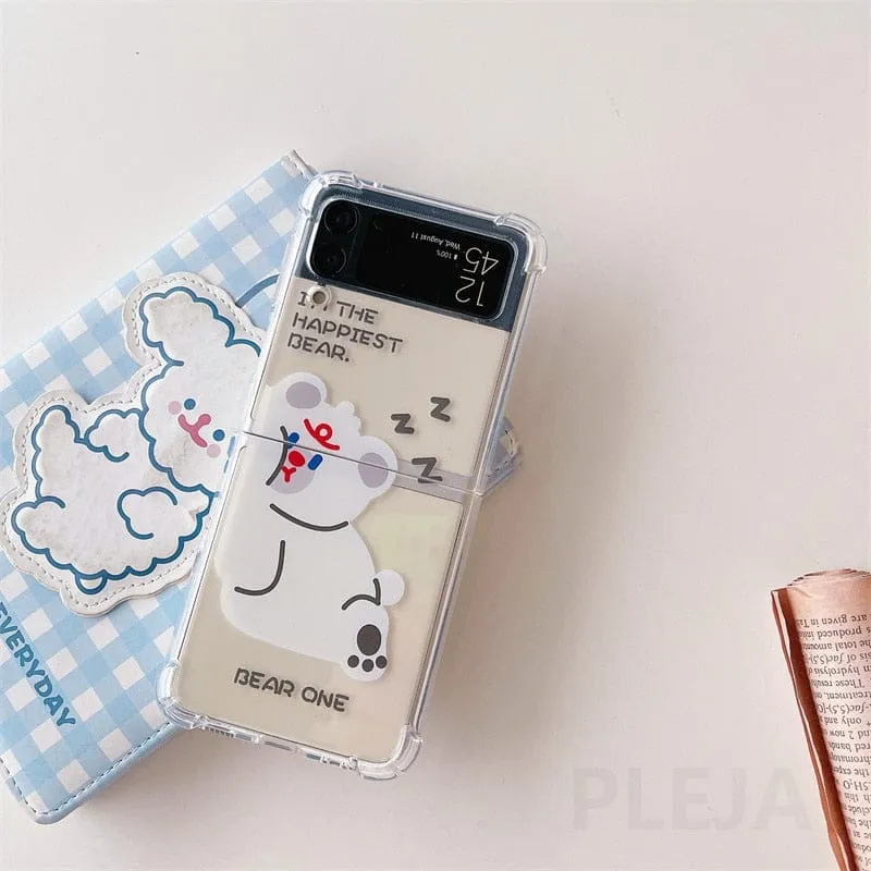 Cute Cartoon Bear Couples Phone Cases For Samsung Galaxy Z Flip 3