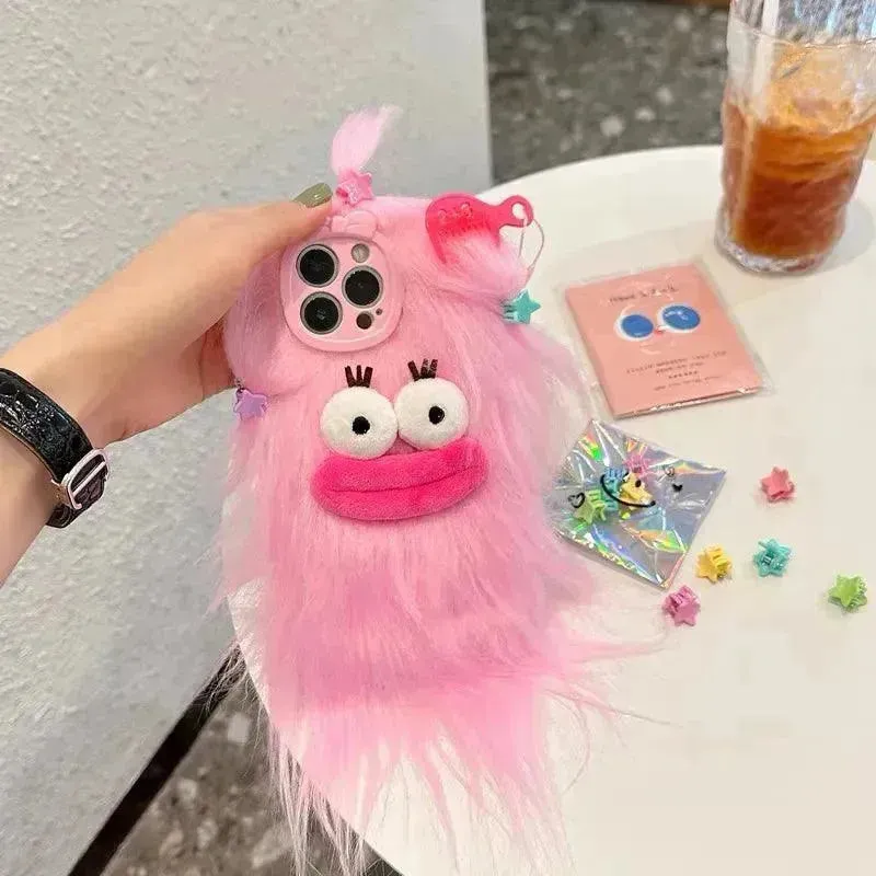 Cute Cartoon Plush Sausage Mouth Phone Case (For iPhones)