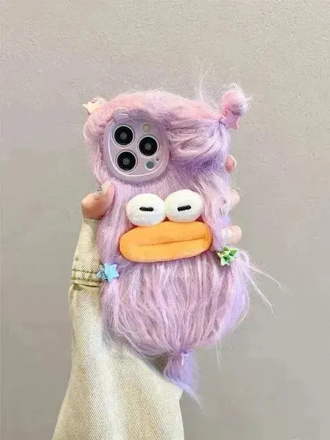 Cute Cartoon Plush Sausage Mouth Phone Case (For iPhones)