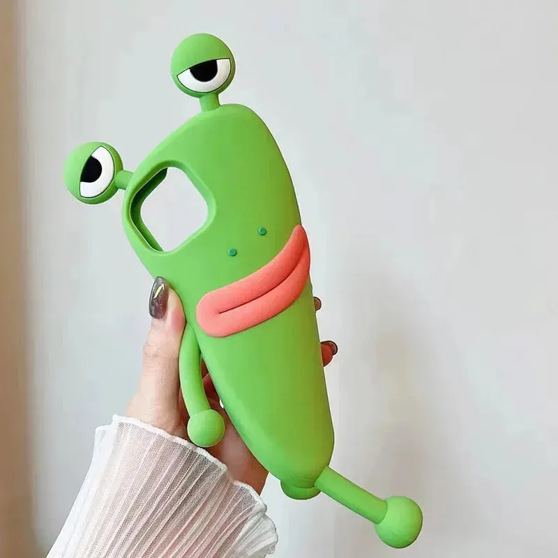 Cute Frog Cartoon Shockproof Bumper Phone Case for Girls