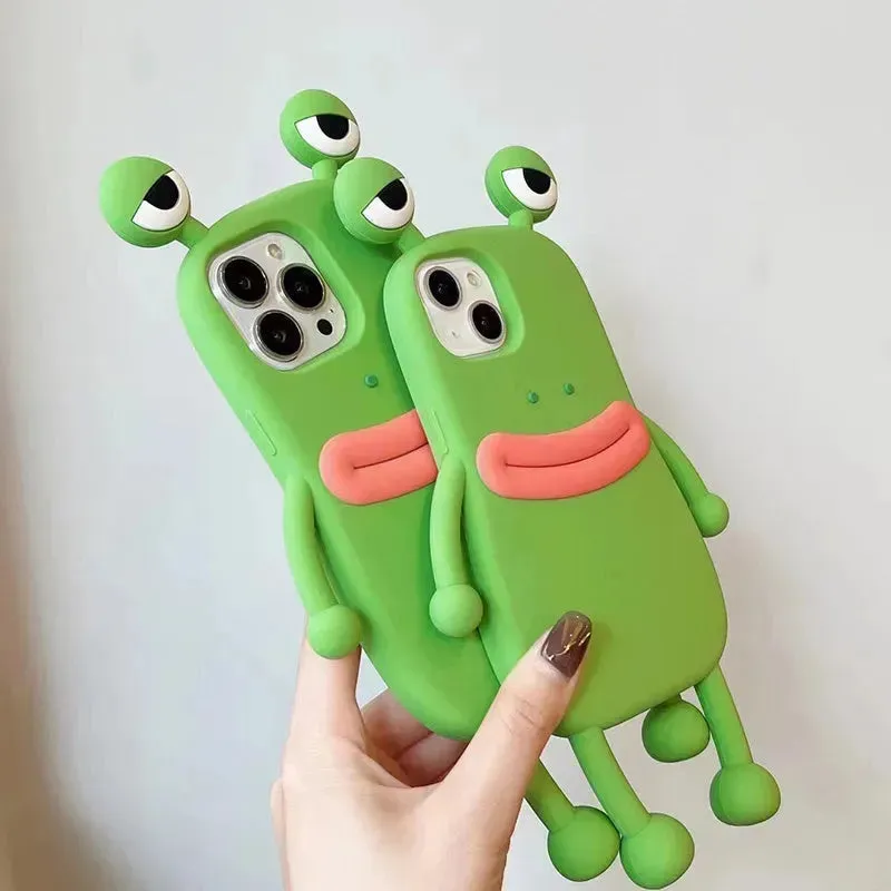 Cute Frog Cartoon Shockproof Bumper Phone Case for Girls