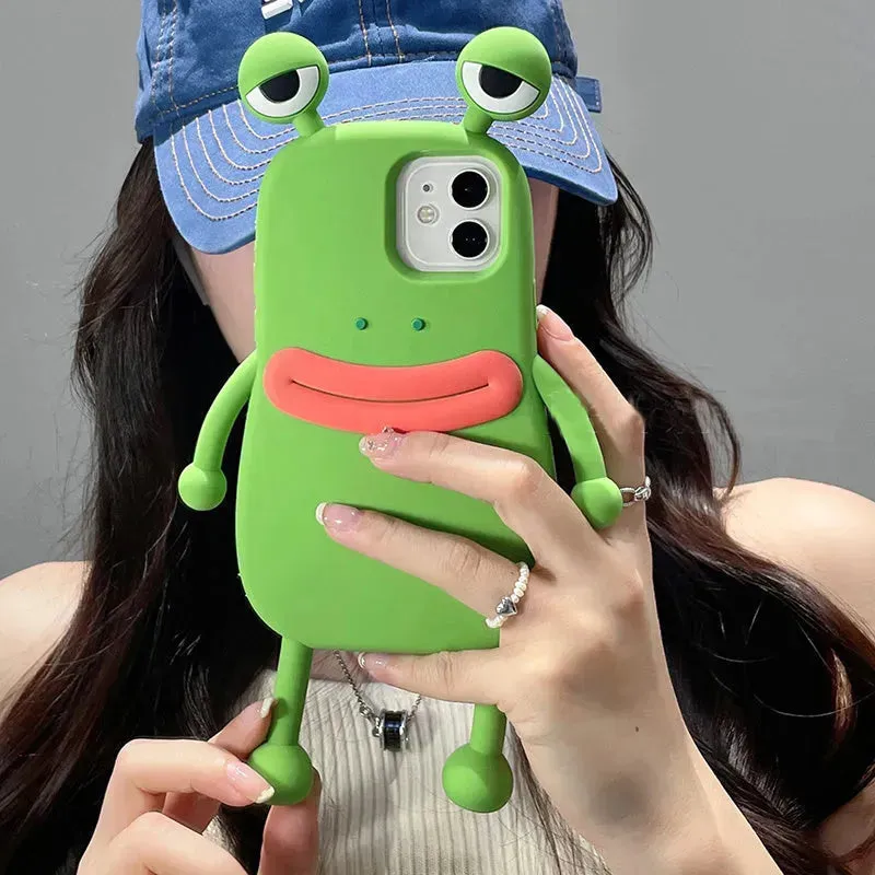 Cute Frog Cartoon Shockproof Bumper Phone Case for Girls