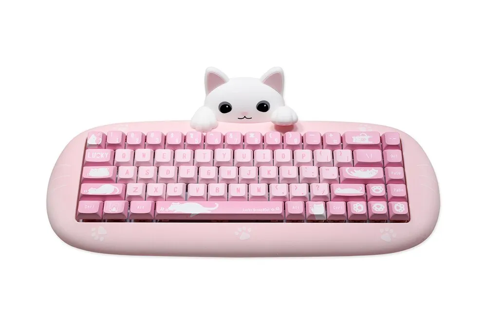 Cute Meow68 Meow 68 3 Mode Bluetooth 5.0 2.4G Mechanical Keyboard 65% lighting effect RGB switch led type c Silicone Case