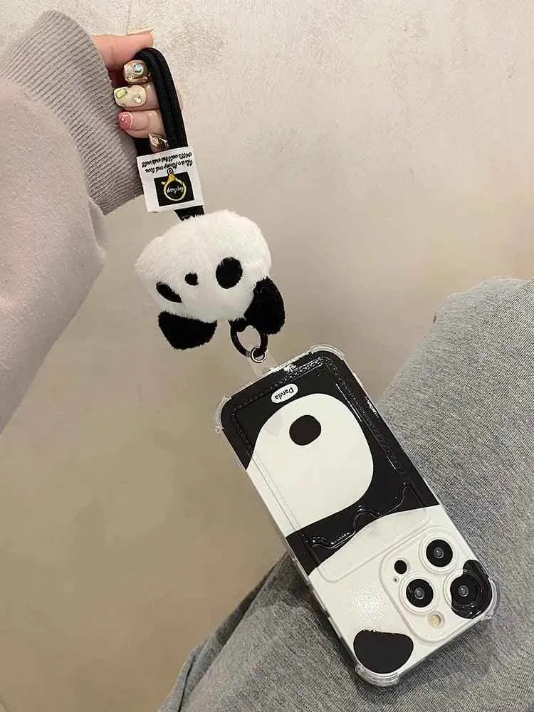 Cute Phone Cases for iPhone 15 Pro Max, 14, 13, 12, and 11 - Lovely Panda - Card Slot - TSP267