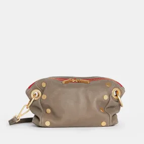 Daniel Crossbody Clutch | Pewter/Brushed Gold Red Zip | Sml