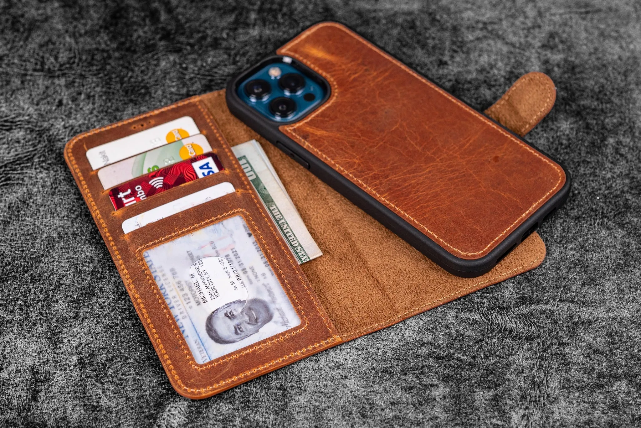 Detachable iPhone 12 Mini Leather Wallet Case