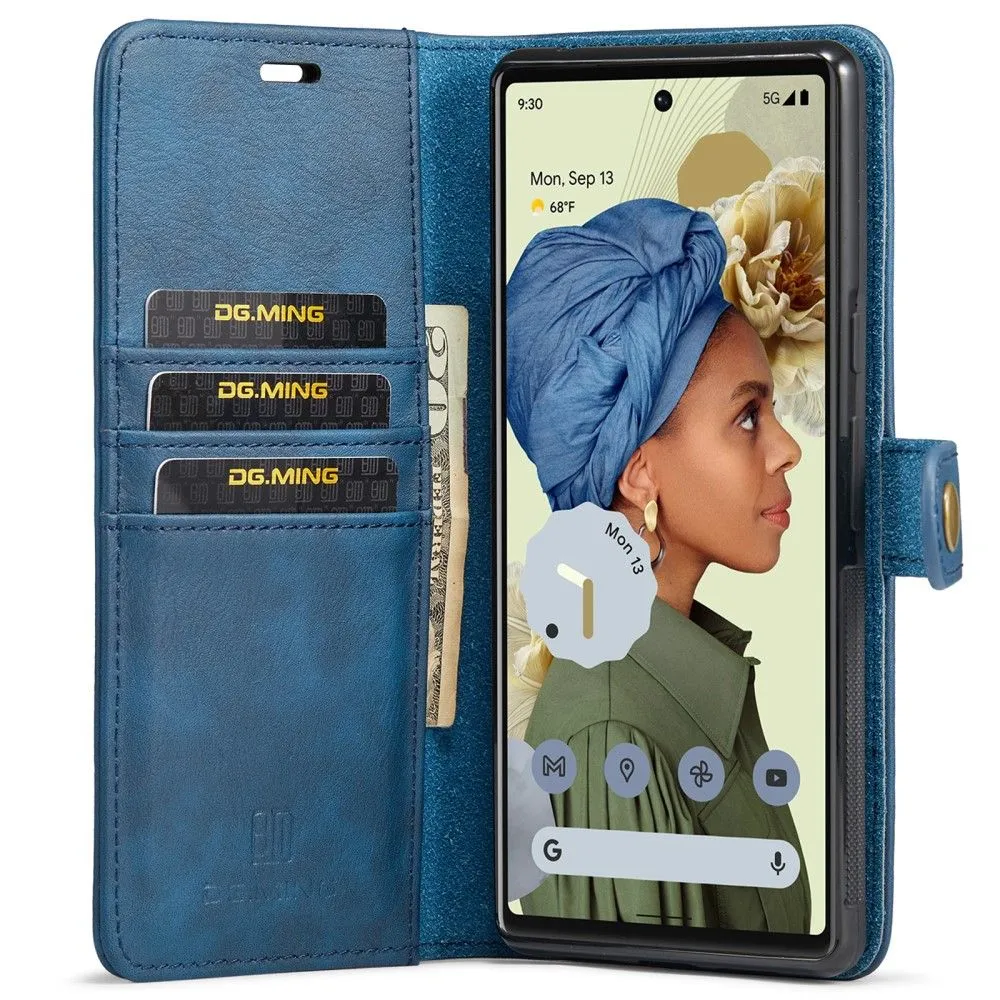 DG.MING Google Pixel 6 Pro 2-in-1 Wallet Case - Blue