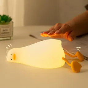 Duck Lamp Lying Flat Duck Night Light, Kids Night Lamp with 3 Speed Adjustable Light, Smart Bedside Lamp with Flap Sensor