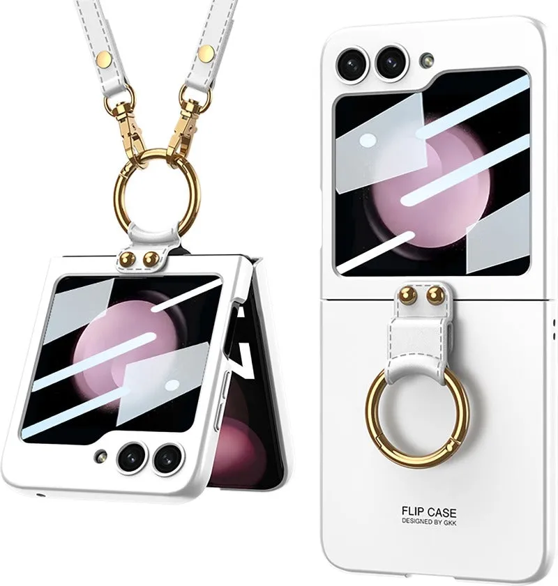 Electroplated Crossbody Lanyard Phone Case With Ring Stand For Samsung Galaxy Z Flip 5