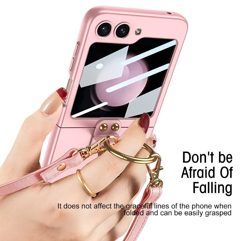 Electroplated Crossbody Lanyard Phone Case With Ring Stand For Samsung Galaxy Z Flip 5