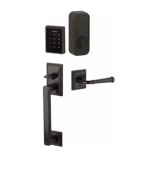 Emtek Hamden EMPowered™ Motorized Touchscreen Handle set with Coventry Lever