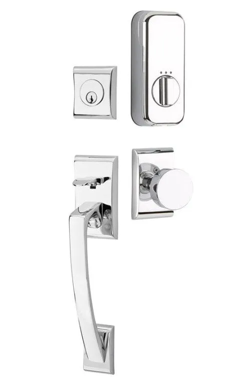 Emtek Single Cylinder Ares Handleset EMPowered Motorized Smart Lock Upgrade With Select L-Square Tribeca Lever