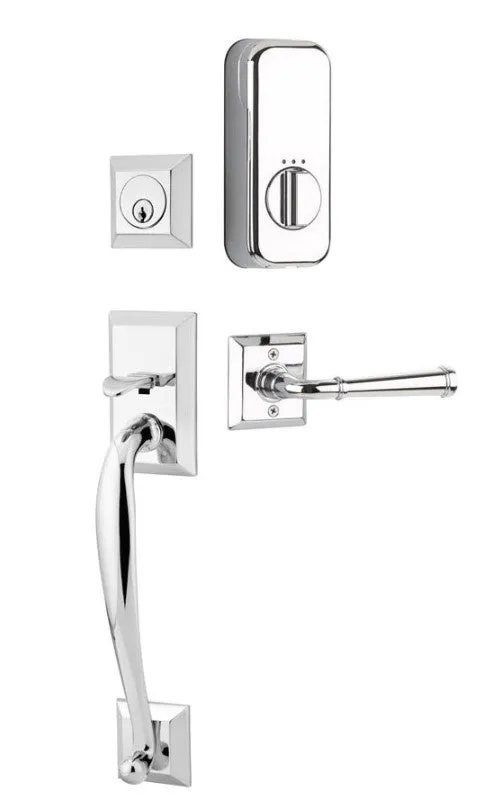 Emtek Single Cylinder Franklin Handleset EMPowered Motorized Smart Lock Upgrade With Providence Glass Knob