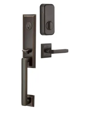 Emtek Single Cylinder Wilshire Handleset EMPowered Motorized Smart Lock Upgrade With Ebony Knob