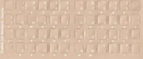 English Keyboard Overlays Stickers, Labels. White Transparent Characters for Black Color Keyboards