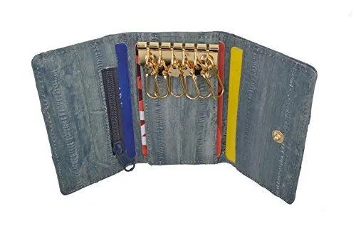 EW312/New Waterproof Eel Skin Leather Key Case Holder Credit Card Wallet