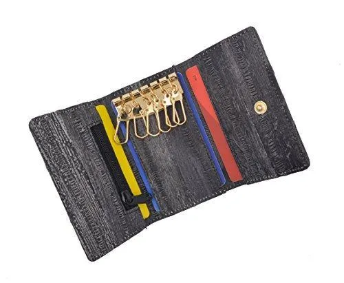 EW312/New Waterproof Eel Skin Leather Key Case Holder Credit Card Wallet