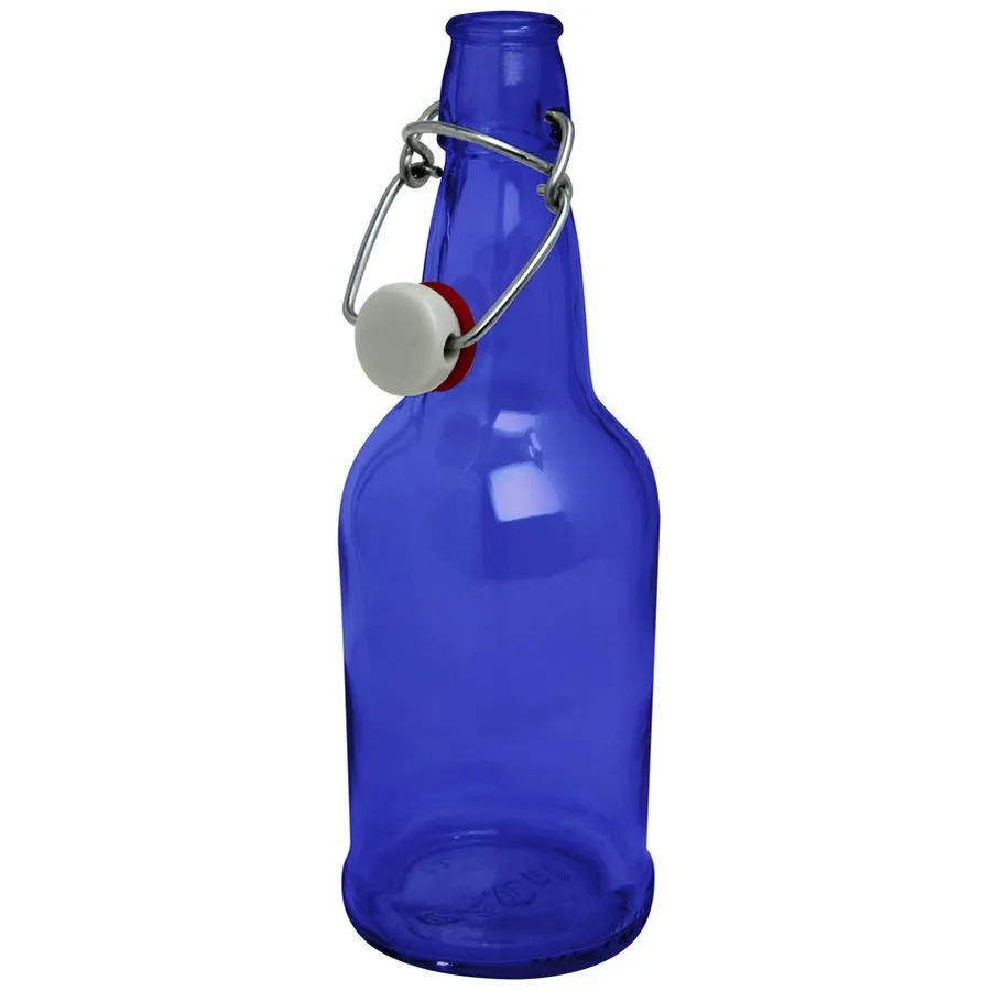 EZ Cap Beer Bottles - 1 Liter, Blue - Case of 12 with Caps