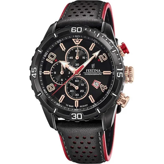 Festina Chrono Sport Leather Chronograph Mens Watch I Model F20519/4 Quartz Movement