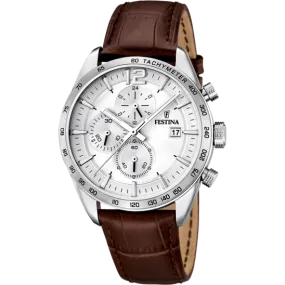 Festina Timeless Chronograph Leather Chronograph Mens Watch I Model F16760/1 Quartz Movement