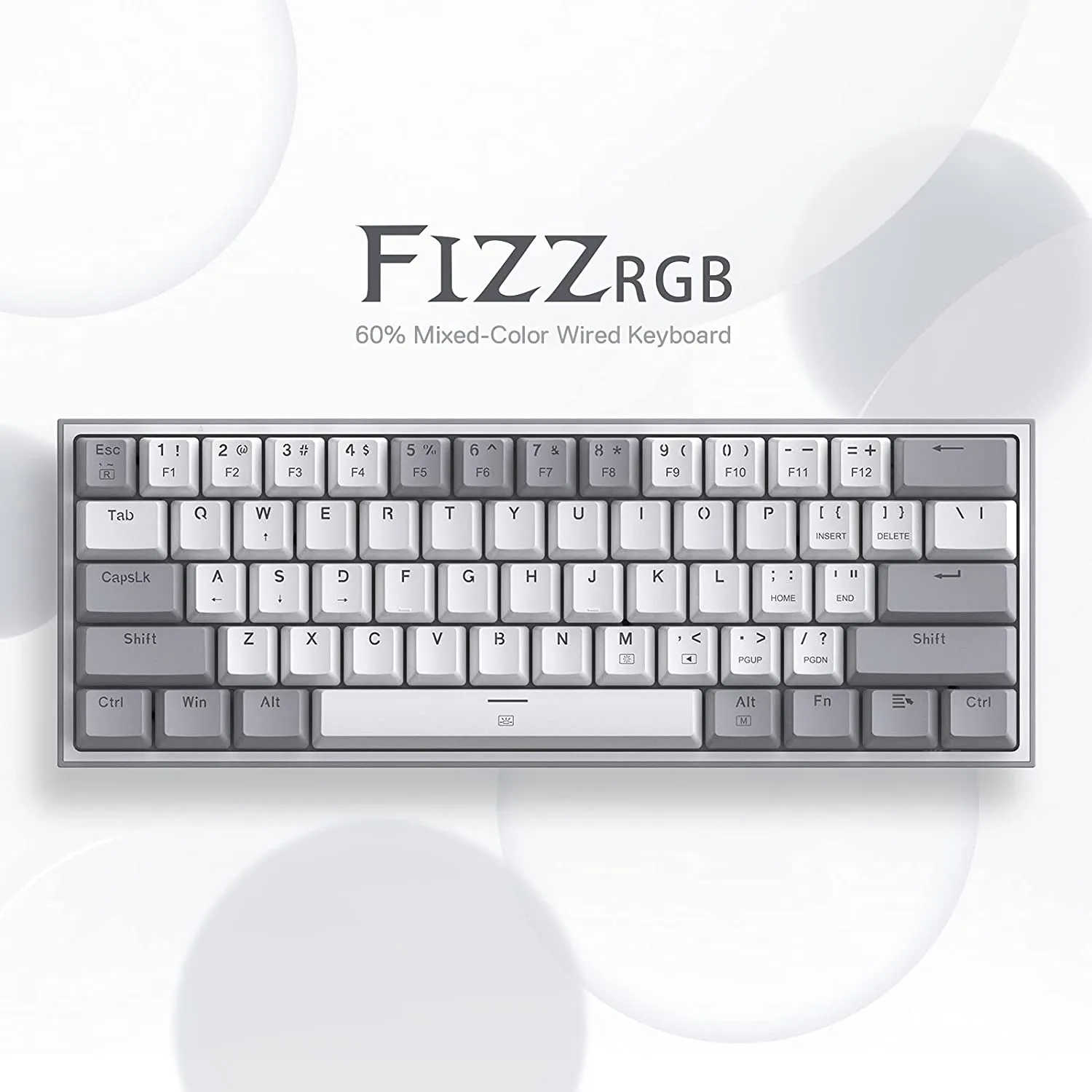 Fizz K617 -  60% Wired Mechanical Keyboard White and Grey (Red Switches)