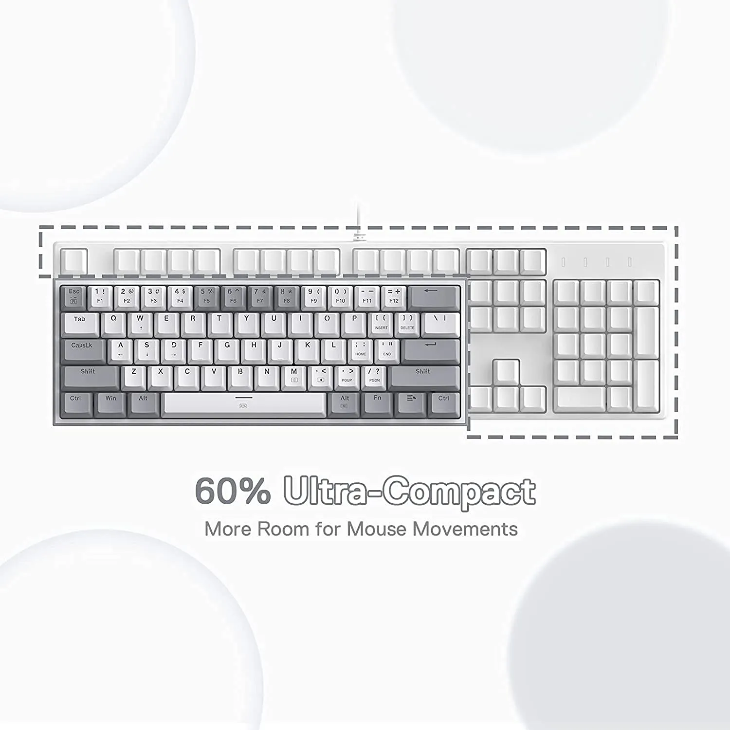 Fizz K617 -  60% Wired Mechanical Keyboard White and Grey (Red Switches)