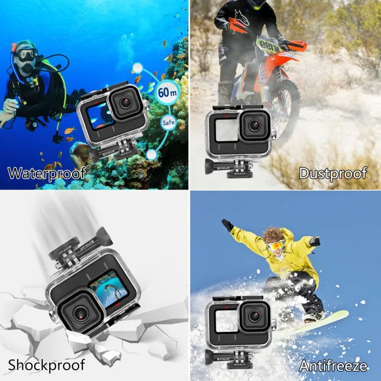 For GoPro HERO13 Black /12 Black /11 Black /10 Black /9 Black PULUZ 60m Waterproof Housing Protective Case with Buckle Basic Mount & Screw