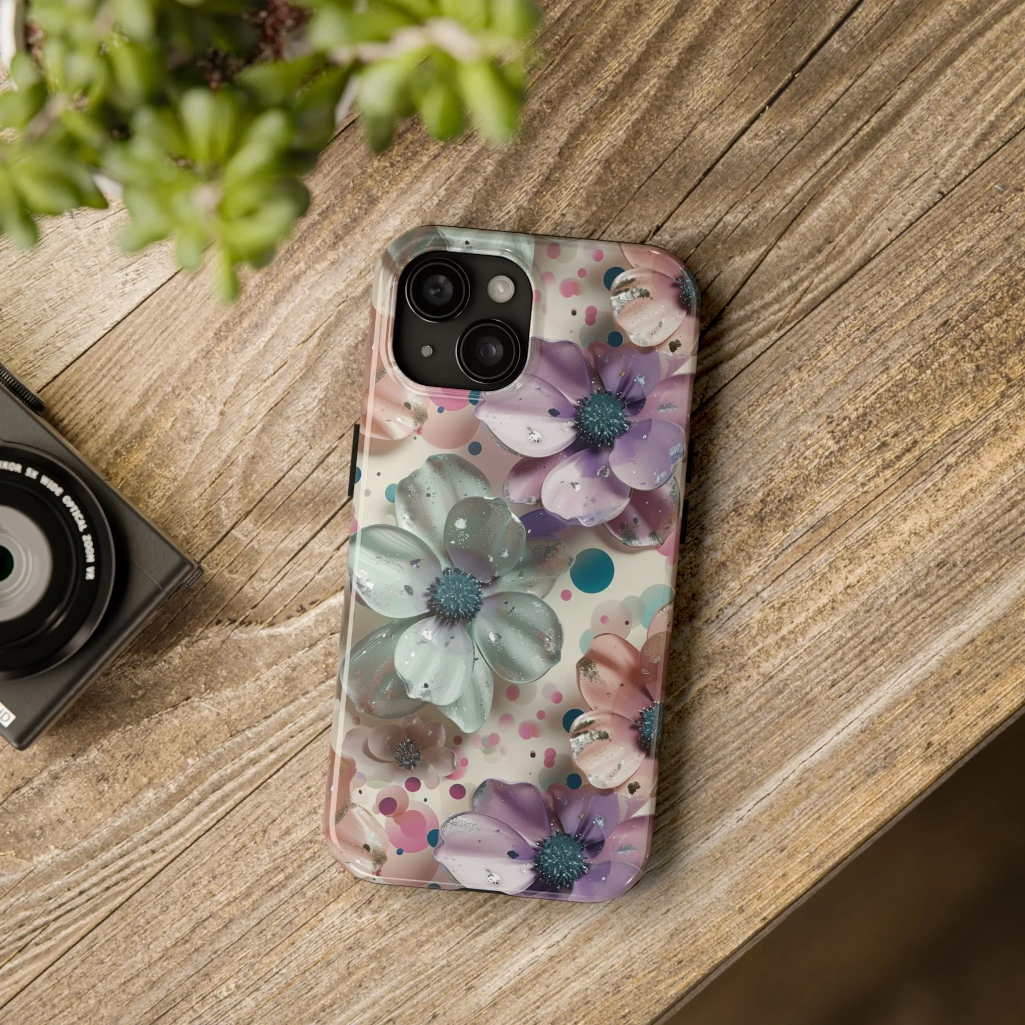 Fun Pastel Flowers Digital print Design Tough Phone Case compatible with a large variety of iPhone models, Gift, Phone Case