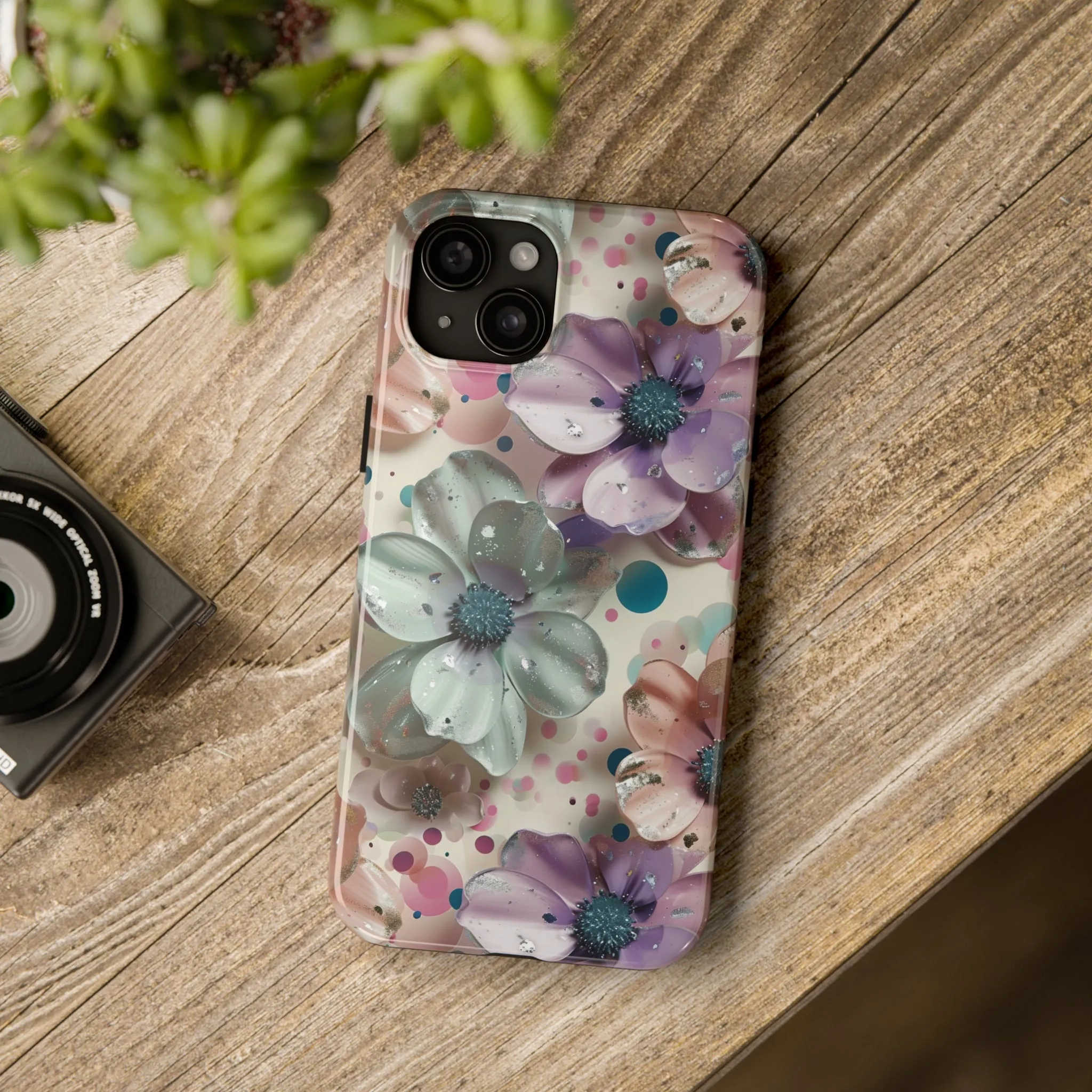 Fun Pastel Flowers Digital print Design Tough Phone Case compatible with a large variety of iPhone models, Gift, Phone Case