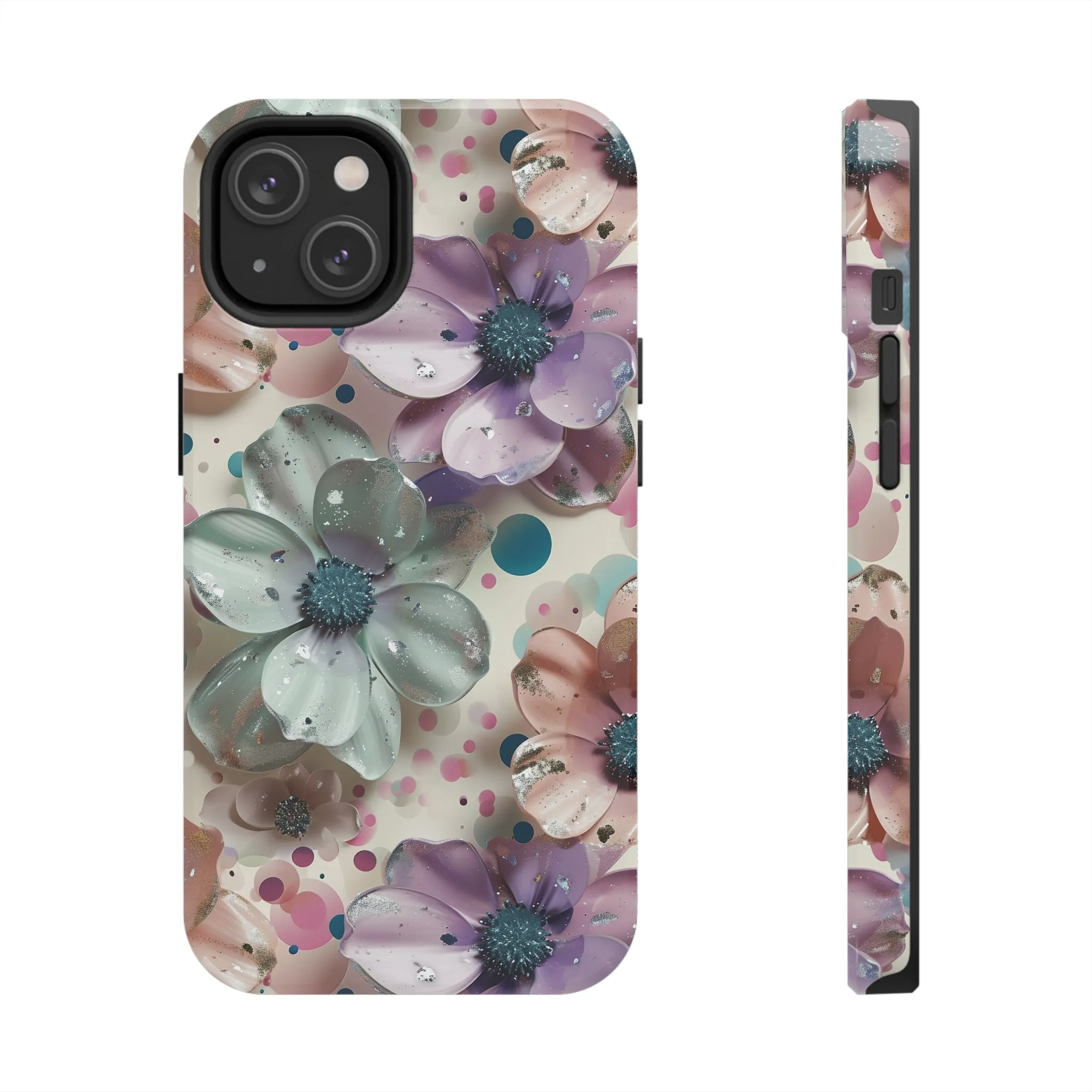 Fun Pastel Flowers Digital print Design Tough Phone Case compatible with a large variety of iPhone models, Gift, Phone Case