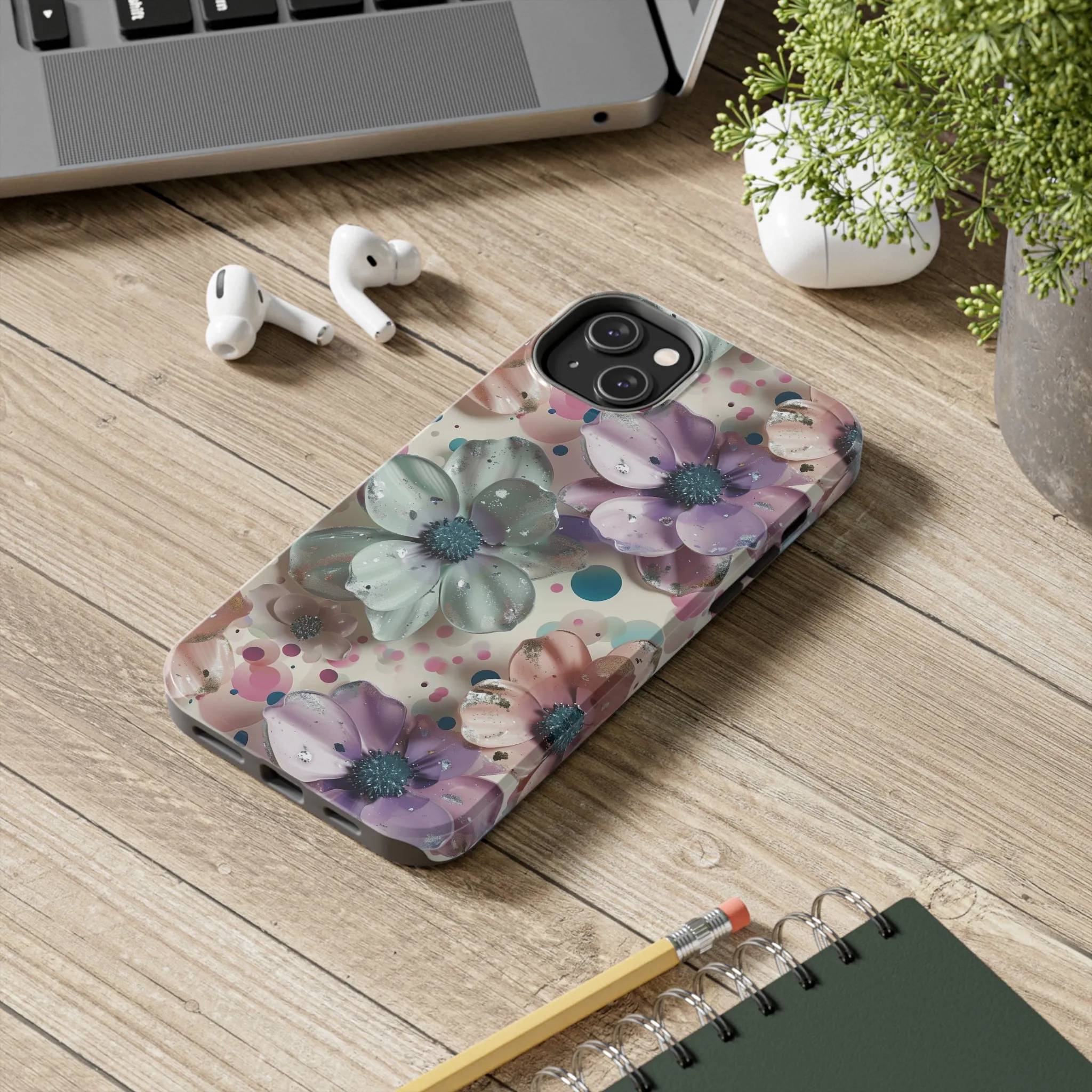 Fun Pastel Flowers Digital print Design Tough Phone Case compatible with a large variety of iPhone models, Gift, Phone Case