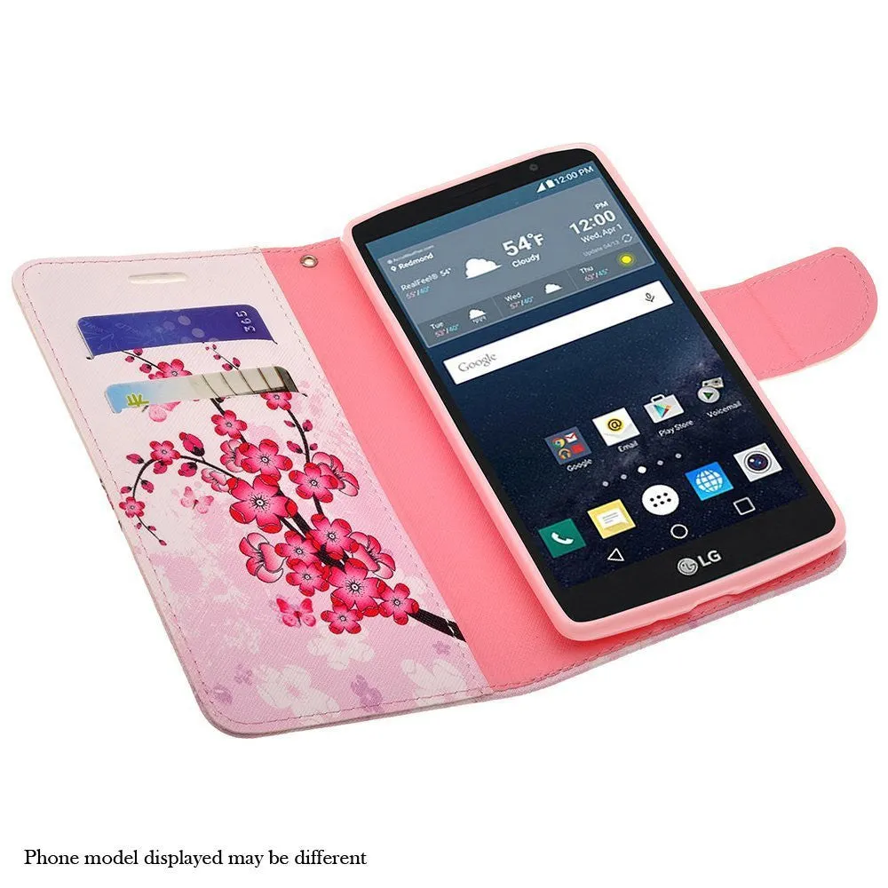 Galaxy Note 3 Case, Wrist Strap Pu Leather Magnetic Fold[Kickstand] Wallet Case with ID & Card Slots for Samsung Galaxy Note 3 - Cherry Blossom