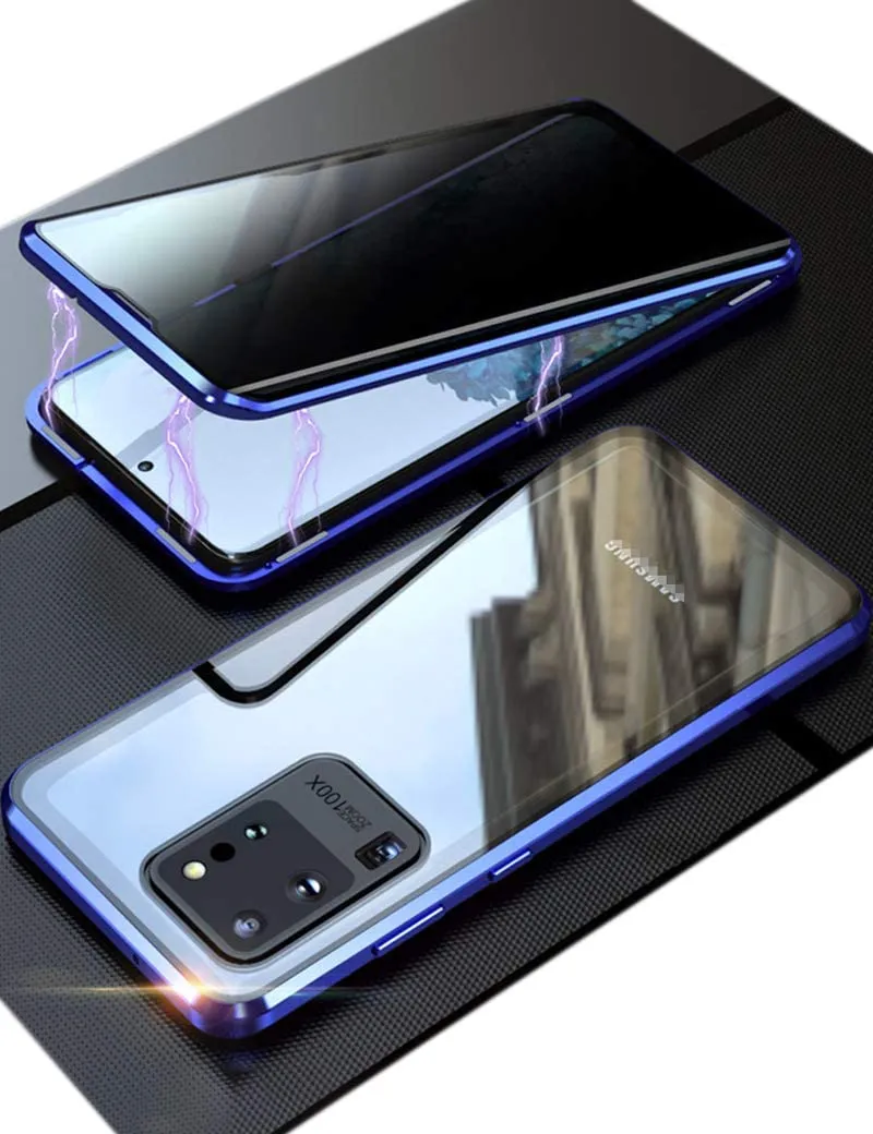 Galaxy S20 Plus Magnetic Tempered Glass Metal Bumper Case