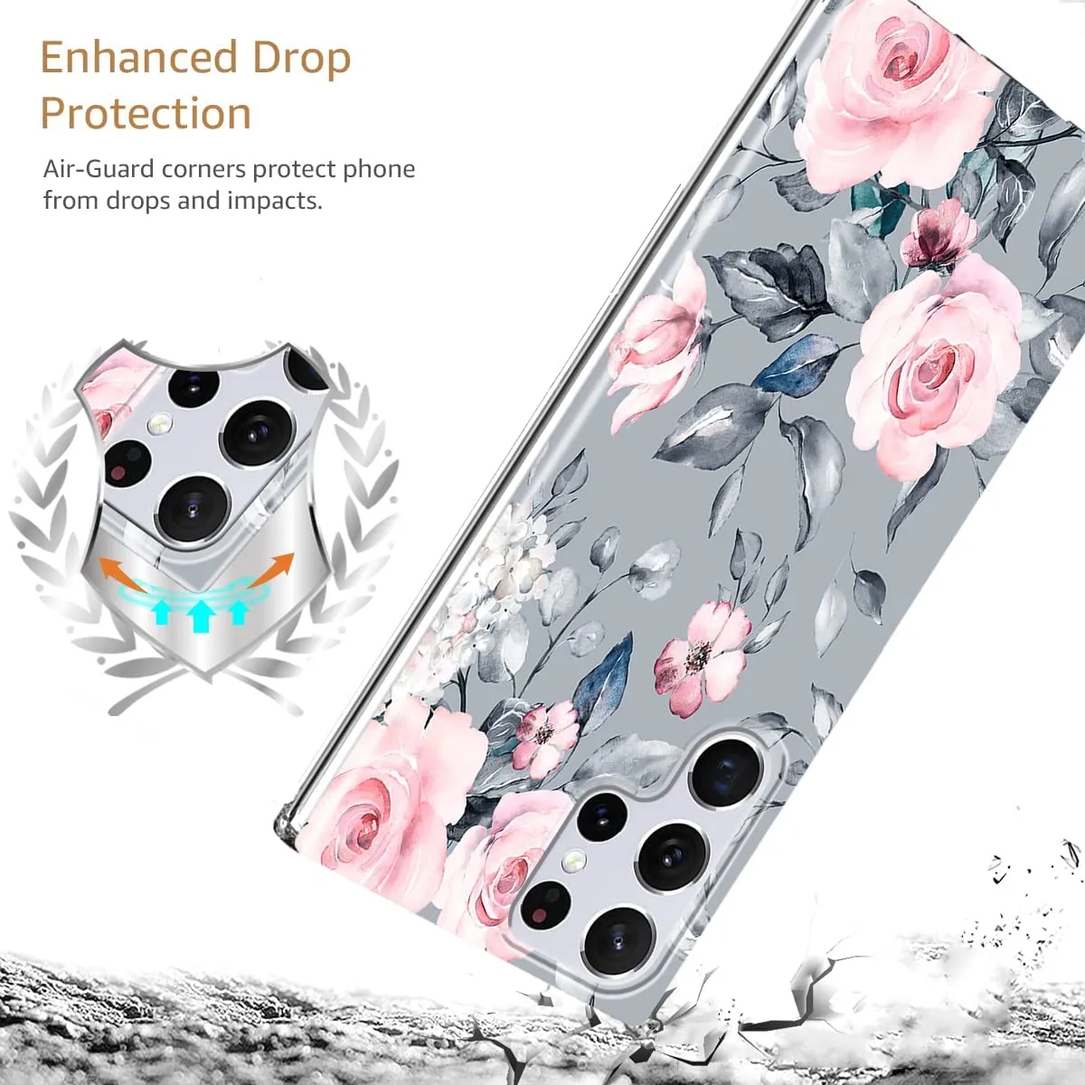 Galaxy S22 Ultra Flower Cute Slim Fit Soft Silicone Case for Women Girls